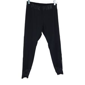 Victoria's Secret PINK Black Leggings Crossover Waist Small, Side Pocket, Mesh